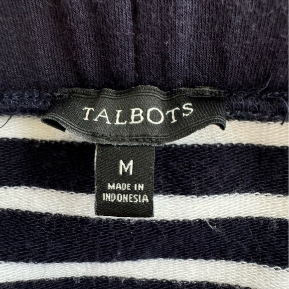 Talbots Striped Jersey Knit Skirt Size Medium Navy Blue White Pull on - Picture 4 of 6